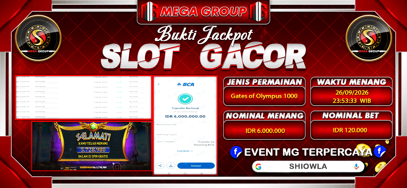 Bukti JP situs Shiowla hari Sabtu, 26 September 2026